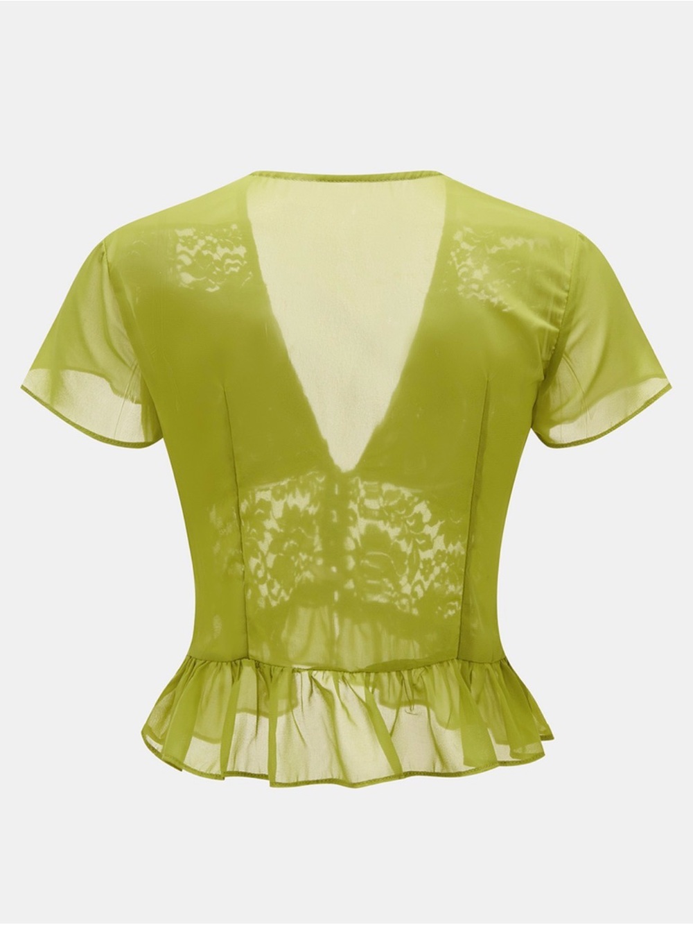 Commense Lace Panel V-Neck Top & Tiered Skirt Set - Picture 3 of 9